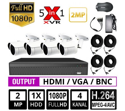 OPAX-12005 4 Kanal 1 HDD AHD 2 MP 1080P XVR Kamera Seti